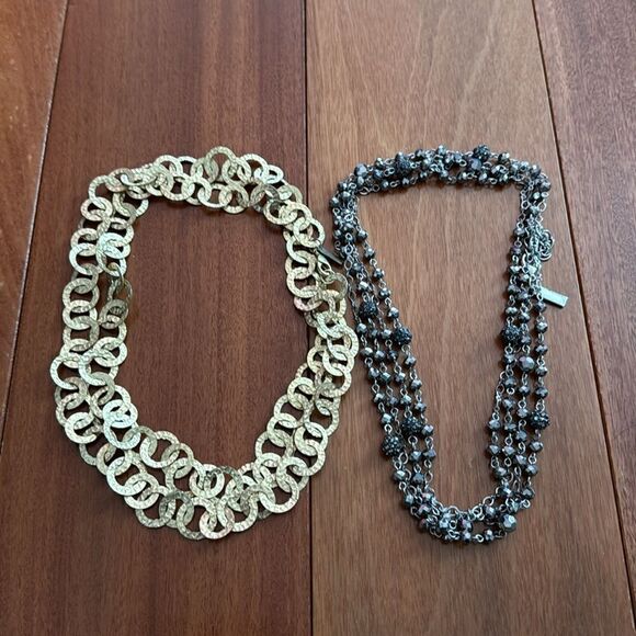 Kristin Davis gold Tone Necklace Rings loops and INC Chain Jewelry - Picture 2 of 6